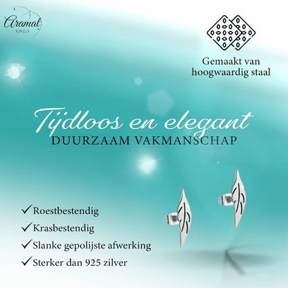 Zilverkleurige blad oorbellen 11×2 mm - oor3206 - Oorbellen kopen# - 11mm - alles - blad