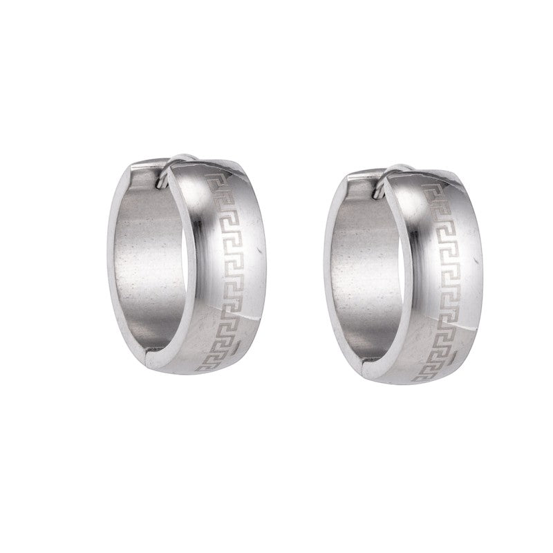 Zilverkleurige Oorringen - RVS - Grieks Motief - Uniseks - oor5790 - Oorringen kopen# - 13mm - alles - cadeau