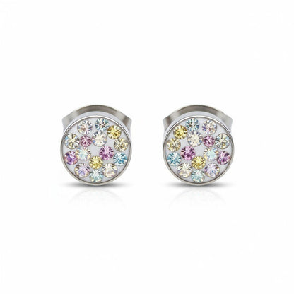 Zilverkleurige oorstekers met AB kristal – 6 mm - Aramat Jewels - Oorbellen - cadeautip