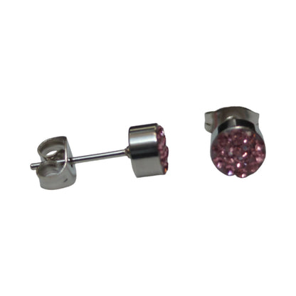 Zilverkleurige oorstekers met lichtroze kristal – 6 mm - oor3084 - Oorbellen kopen# - 6mm - alles - cadeau