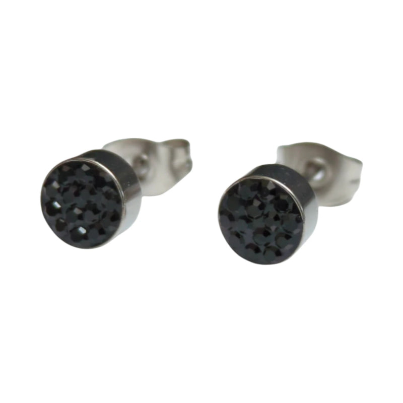 Zilverkleurige oorstekers met zwarte kristallen – 6 mm - oor3087 - Oorbellen kopen# - 6mm - alles - cadeau