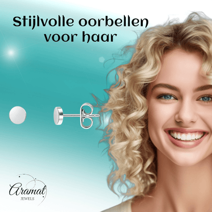 Zilverkleurige Ronde Oorstekers RVS 3mm - Aramat Jewels - Oorbellen - cadeautip