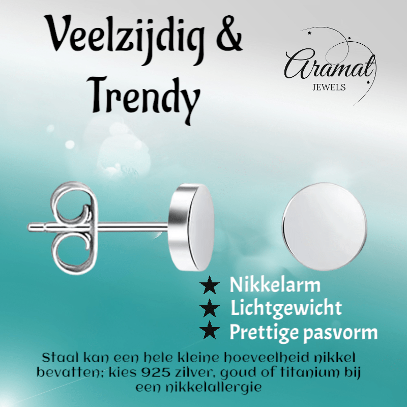 Zilverkleurige Ronde Oorstekers RVS 5mm - Aramat Jewels - Oorbellen - cadeautip