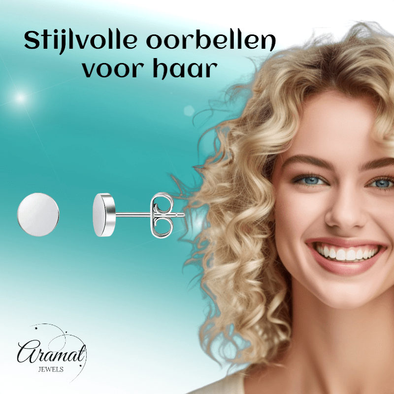 Zilverkleurige Ronde Oorstekers RVS 5mm - Aramat Jewels - Oorbellen - cadeautip