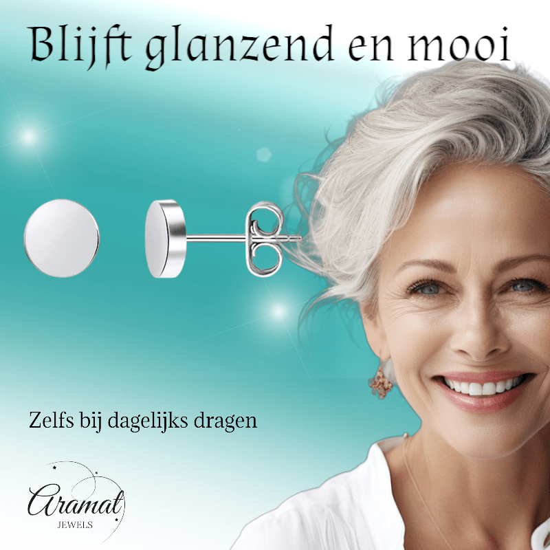 Zilverkleurige Ronde Oorstekers RVS 6mm - Aramat Jewels - Oorbellen - cadeautip