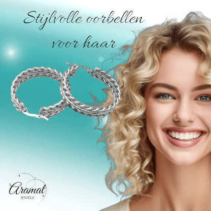 Zilverkleurige RVS schakel oorringen 35mm - oor6375 - 70239 - Oorringen kopen# - 35mm - alles - cadeau