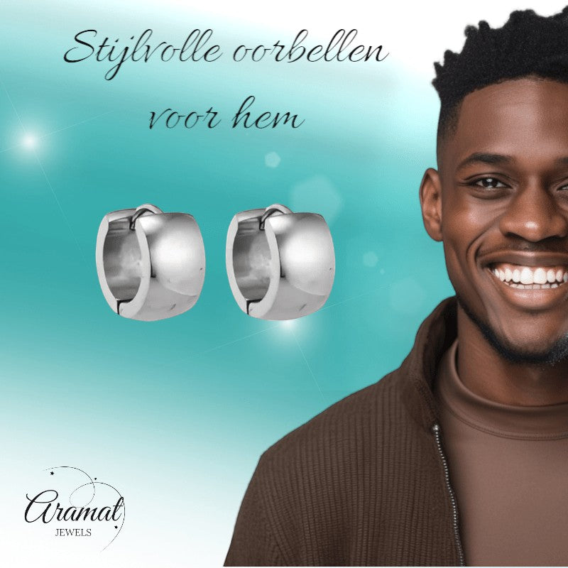 Zilverkleurige stalen oorringen 13 mm - oor5794 - se20005 - Oorringen kopen# - 13mm - alles - cadeau