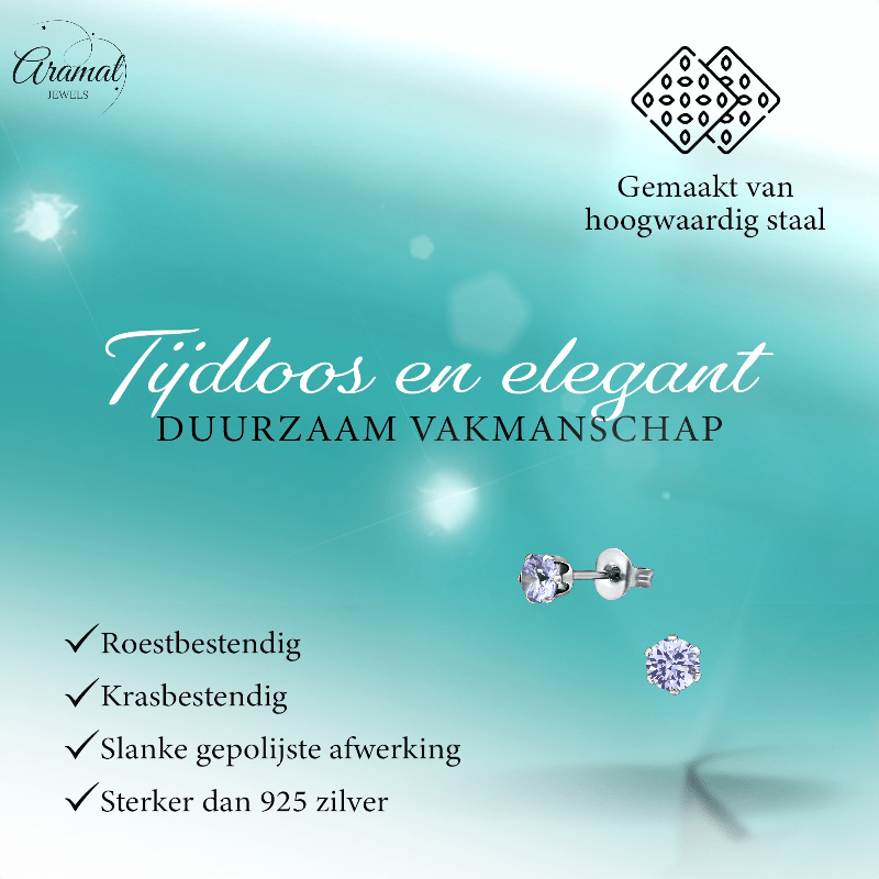 Zilverkleurige Zirkonia Oorbellen 4mm Lila - Aramat Jewels - Oorbellen - cadeautip