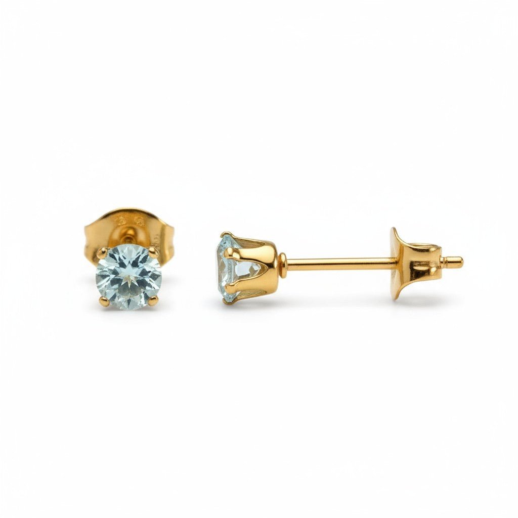 Zirkonia Oorbellen Lichtblauw – 4mm – RVS - Aramat Jewels - Oorbellen - cadeautip