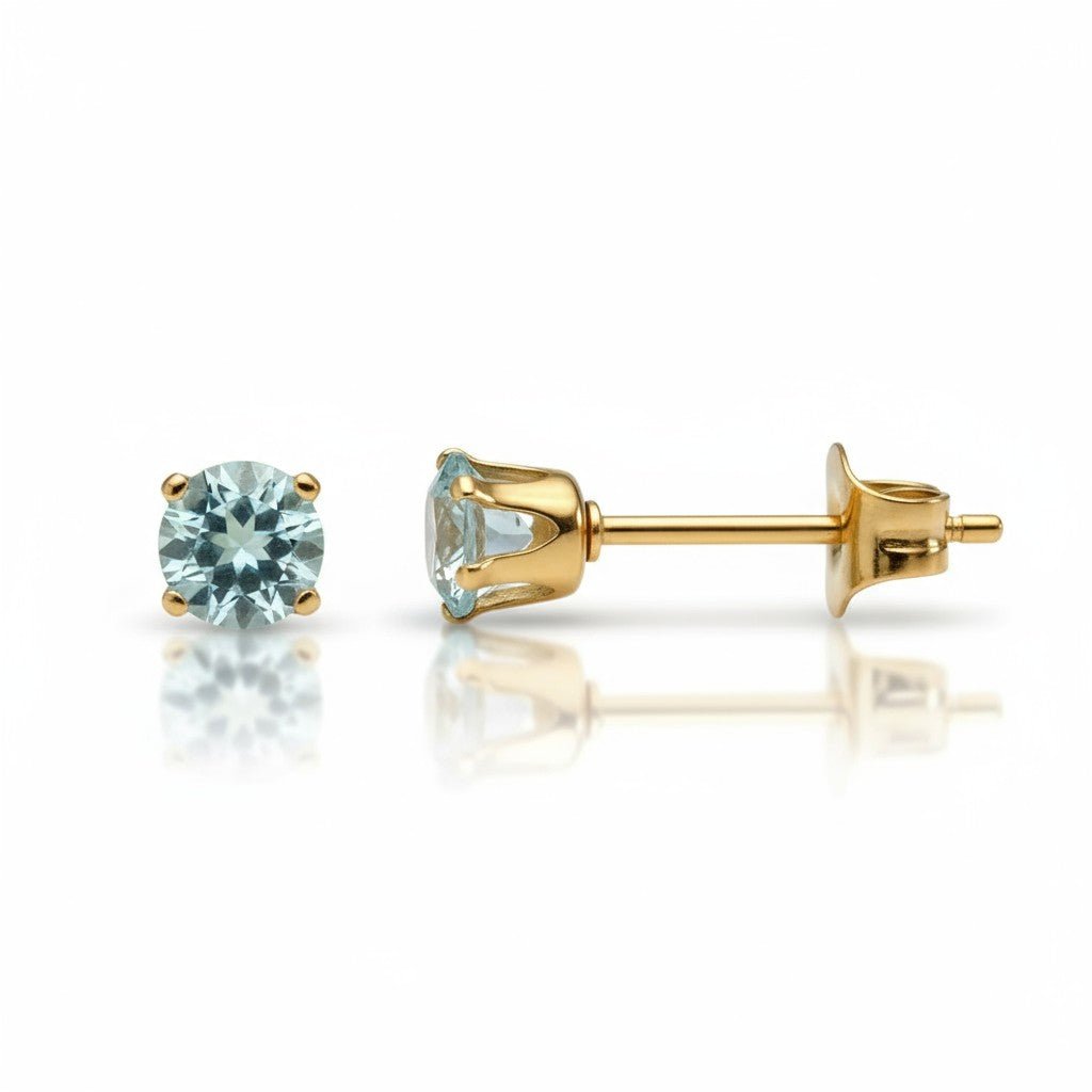 Zirkonia Oorbellen Lichtblauw – 4mm – RVS - Aramat Jewels - Oorbellen - cadeautip