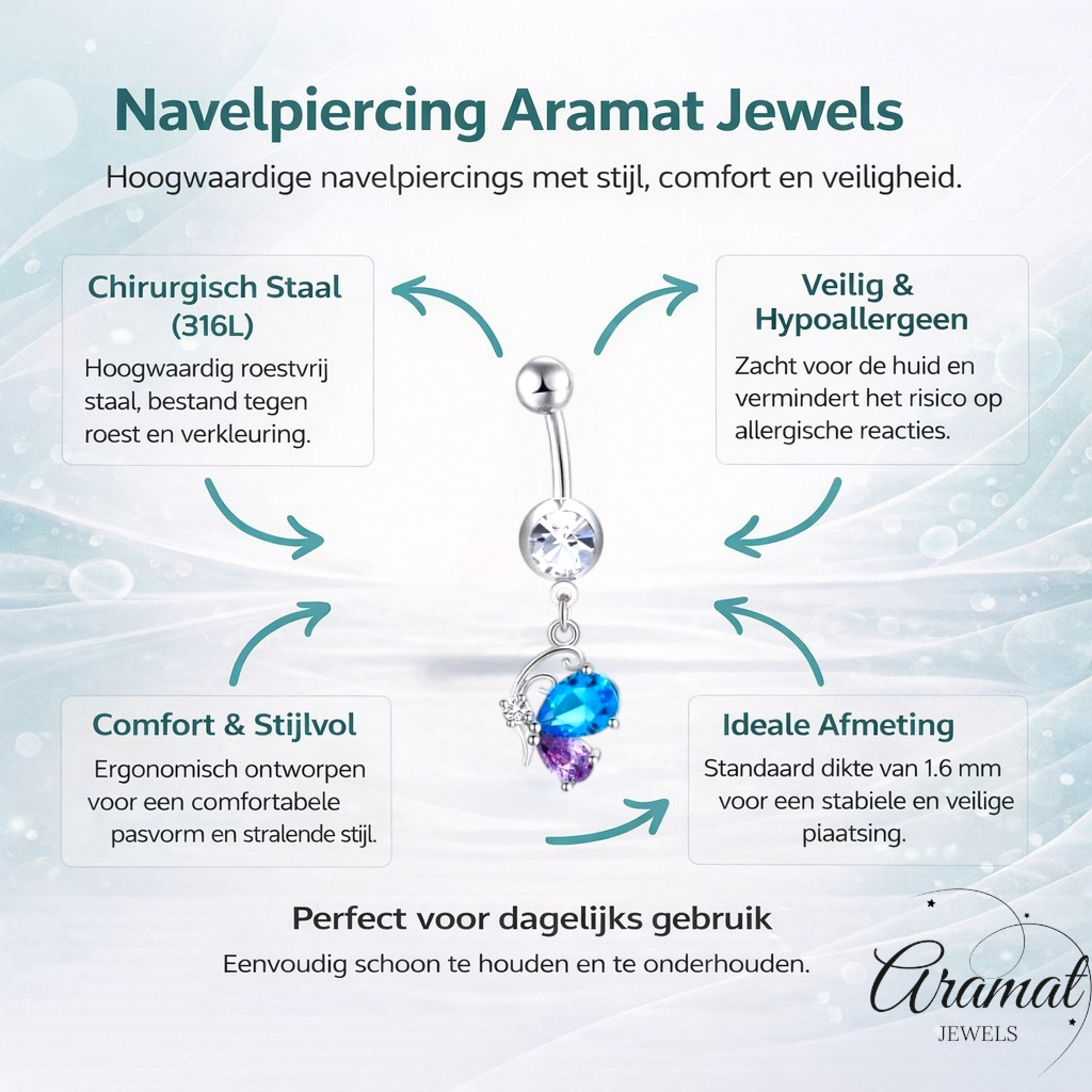 Zomerse Vlinder Zirkonia Navelpiercing