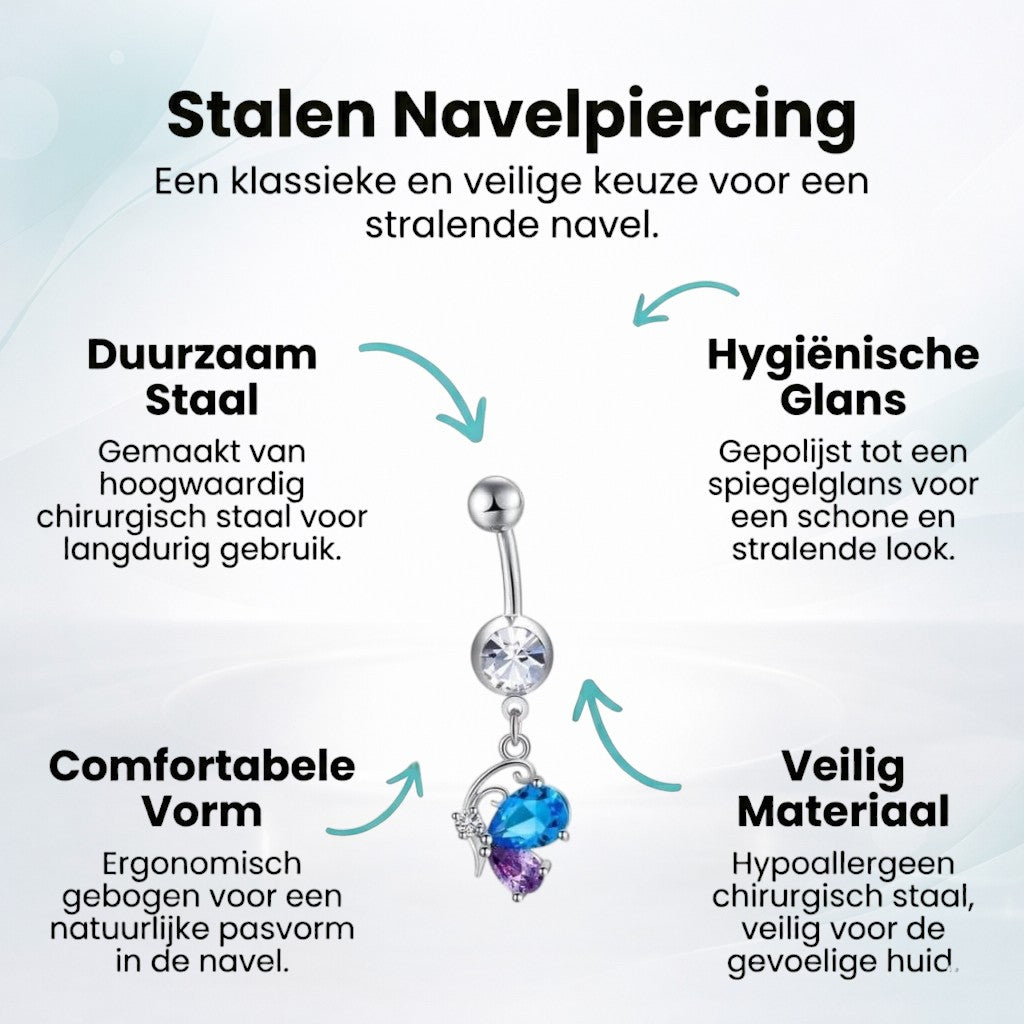 Zomerse Vlinder Zirkonia Navelpiercing