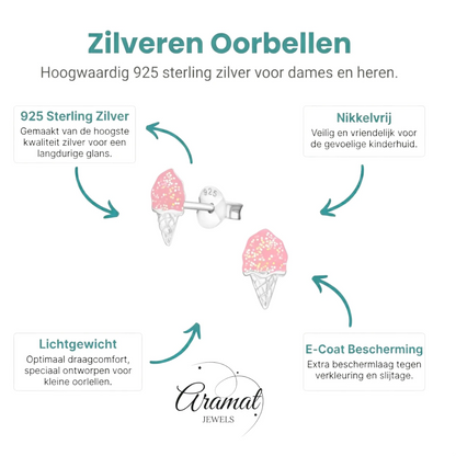 Zomerse Zilveren Ijsco Oorbellen - Aramat Jewels - Oorbellen - cadeautip