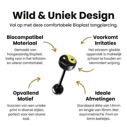 Zwart met gele oorstekers
