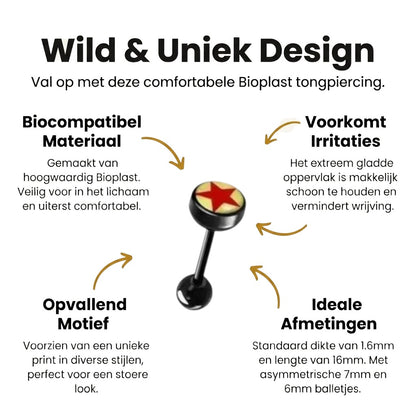 Een paar zwarte en rode ster oorbellen