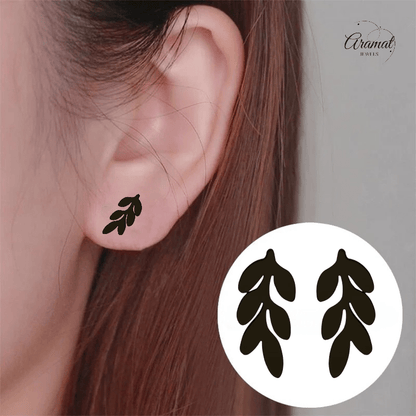 Zwarte Blaadjes Oorbellen RVS - 12x6 mm - oor5510 - Oorbellen kopen# - 12mm - alles - blad