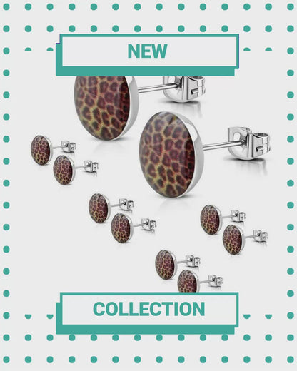 Boucles d'oreilles panthère en acier inoxydable, motif animal, 10 mm - Boucles d'oreilles puces léopard