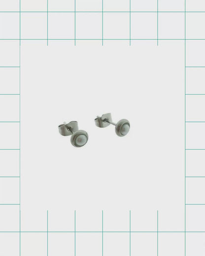 Parel oorbellen-wit - 6mm - Staal