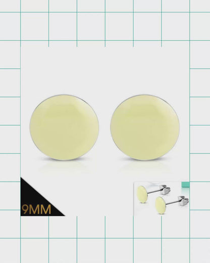 Boucles d'oreilles rondes en acier inoxydable émaillé coloré - Boucles d'oreilles puces joyeuses