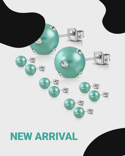 Boucles d'oreilles en acier avec perles et petites pierres